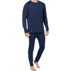Jockey Grid Fleece Thermal Long Sleeve Crew + Pants, M